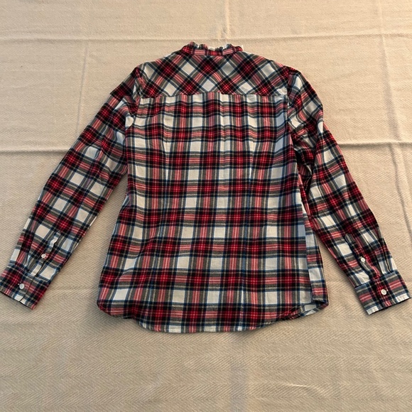 J. Crew Factory Flannel Tartan Button-Front Top with Ruffled Collar-Size: S, NWT - Picture 6 of 8